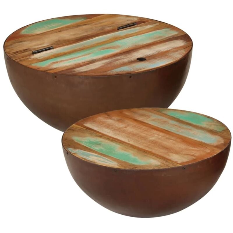 Tables basses en forme de bol 2 pcs bois de récupération massif vidaXL