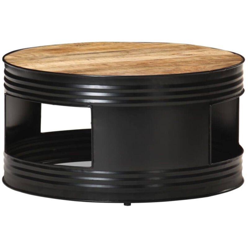 Vidaxl - Table basse Noir 68x68x36 cm Bois massif de manguier brut