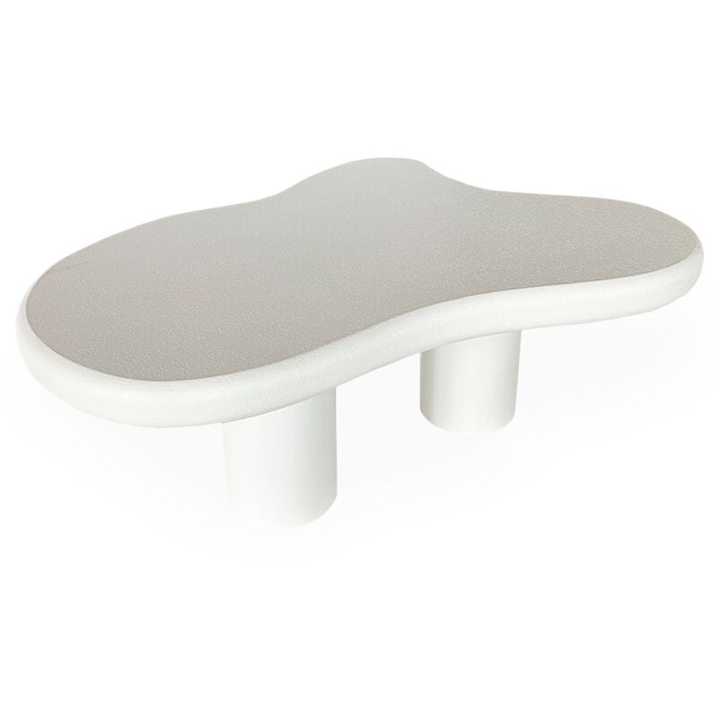 Cotecosy - Table basse forme courbes naturelles Valdo 69x100cm Blanc texturé