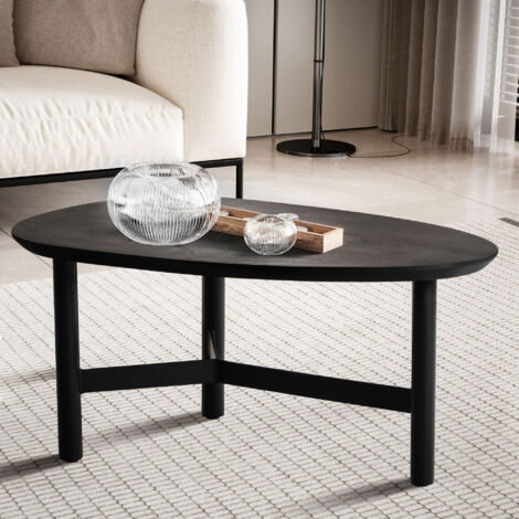 Table basse forme galet 86x50x37 cm en manguier et fer noir