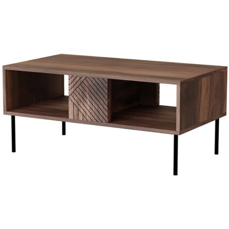 Table basse Gadoni, avec deux compartiments de rangement, surélevée du sol, 100x55 h43 cm, noyer