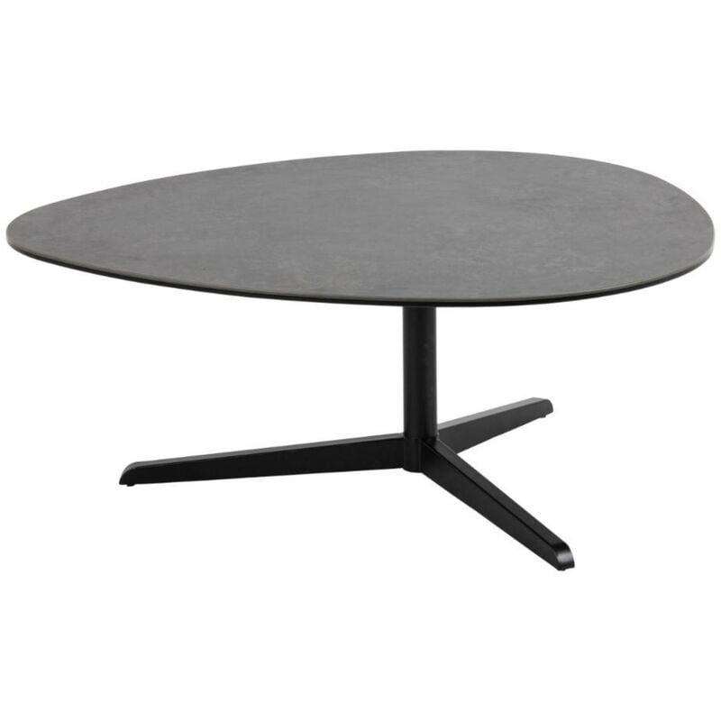 Hellin - Table basse galet en céramique et pied en métal noir L100 - barbara