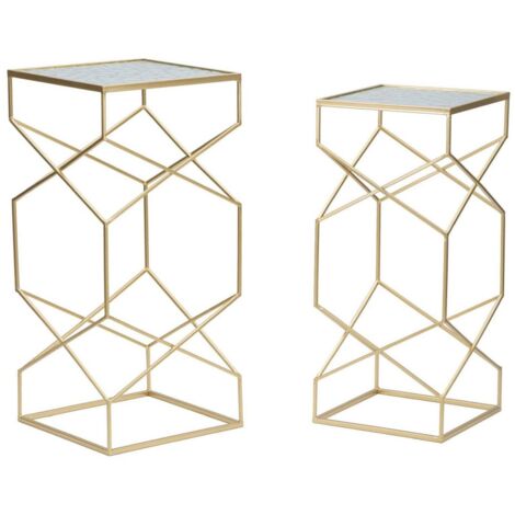 Table basse George, porte-revues, forme carrée, 31,5x31,5x68h cm or
