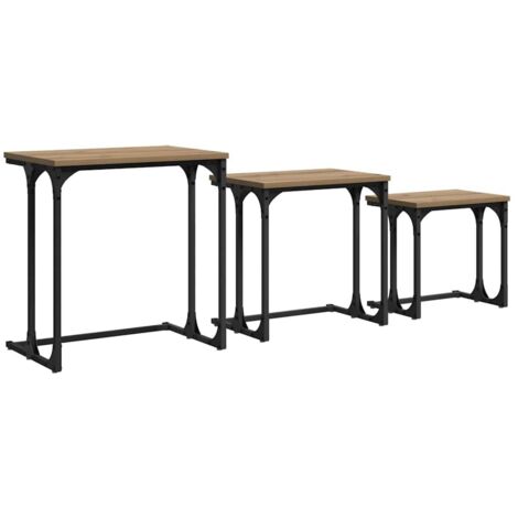 Table basse gigogne 3 pcs  Table de salon  Table de café chêne artisanal Bois d'ingénierie