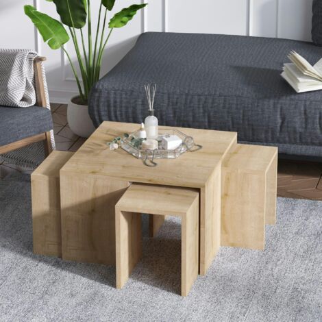 Table basse gigogne effet chêne - 5 pièces MARFA
