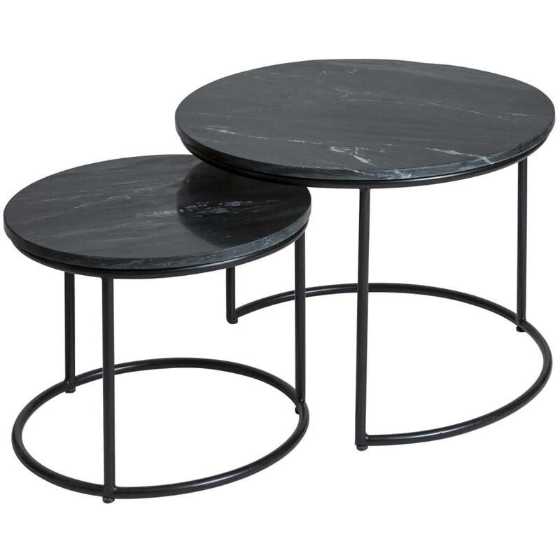 Made In Meubles - Table basse gigogne en marbre noir Joe