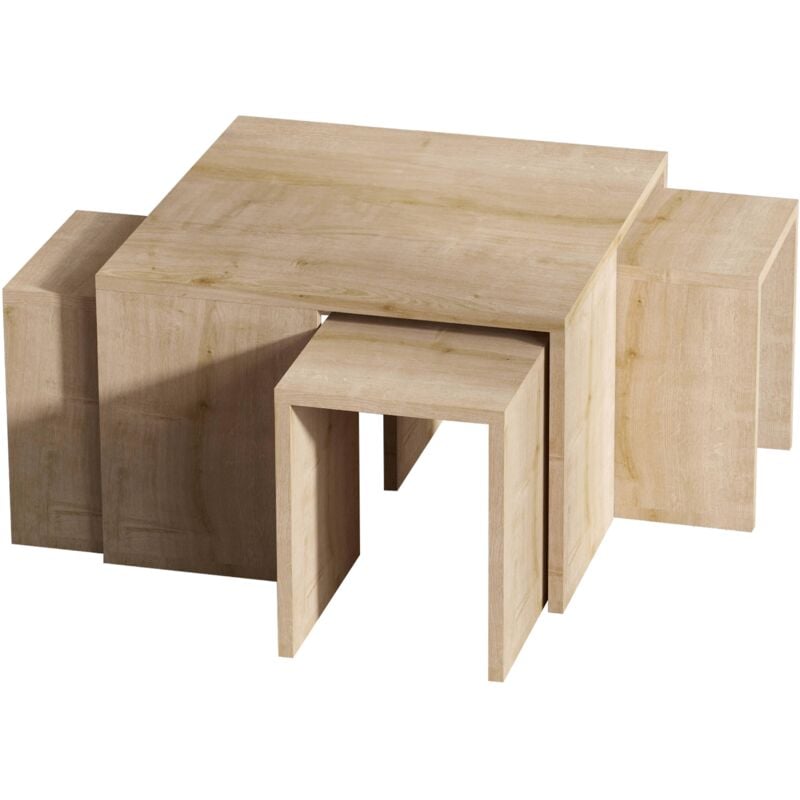 Table basse gigogne polyvalente mélaminé effet bois