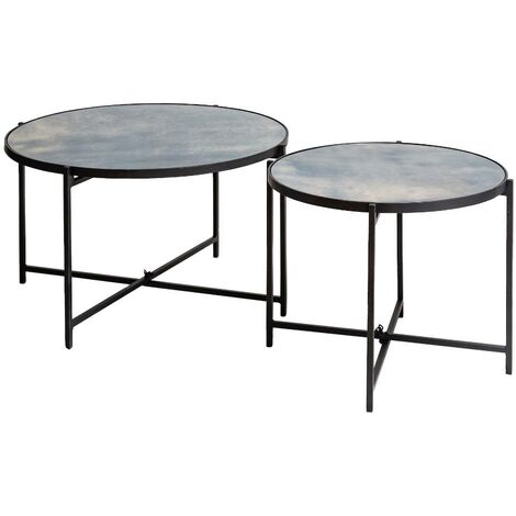 Table basse gigogne en verre fumé et métal Florian