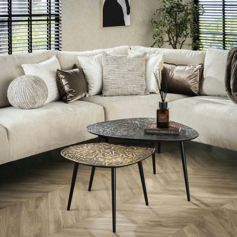 Pier Import - Table basse gigogne finition argent et or (lot de 2) ralf