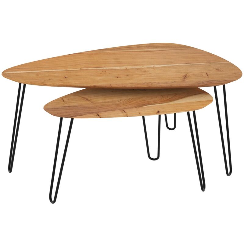 Rendez Vous Déco - Table basse gigogne Kiwi en bois (lot de 2) - Bois clair