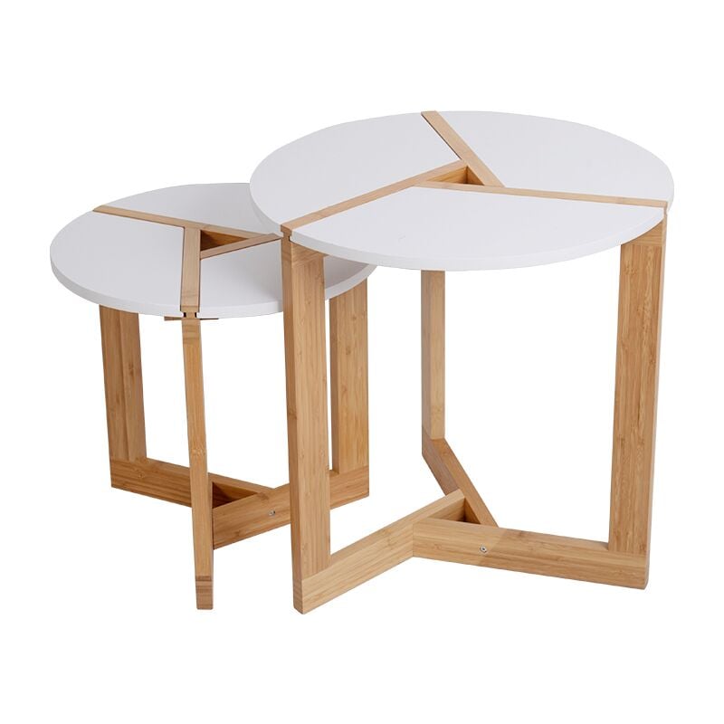 table basse gigogne ronde en bois lot de 2 d'appoint scandinave