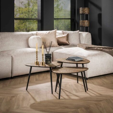 Table basse gigogne triangle en métal doré CILA (lot de 3)