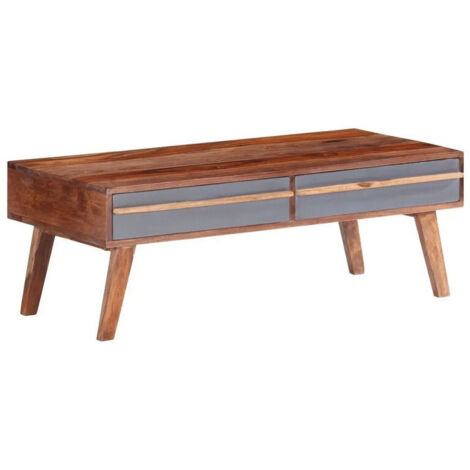 Table basse gris 110x50x40 cm bois massif vidaXL
