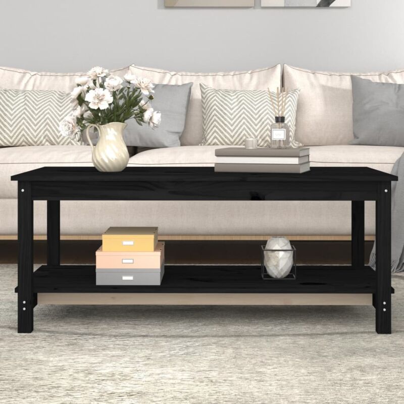 Vidaxl - Table basse Noir 110x55x45 cm Bois massif de pin