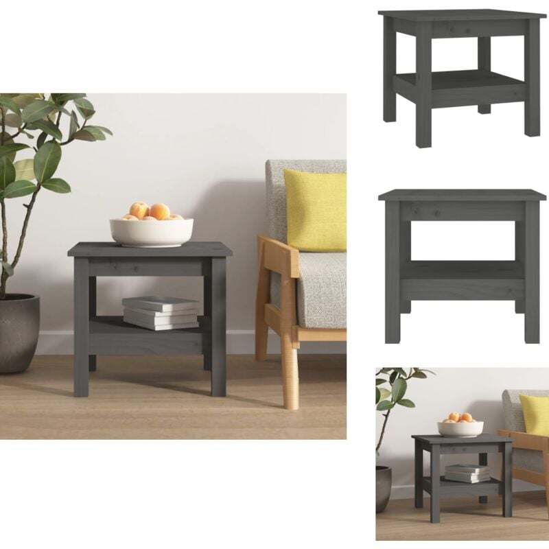 Table basse Gris 45x45x40 cm Bois massif de pin - Table Basse - Meuble tv - Table D'appoint - Table Design - Bois Massif