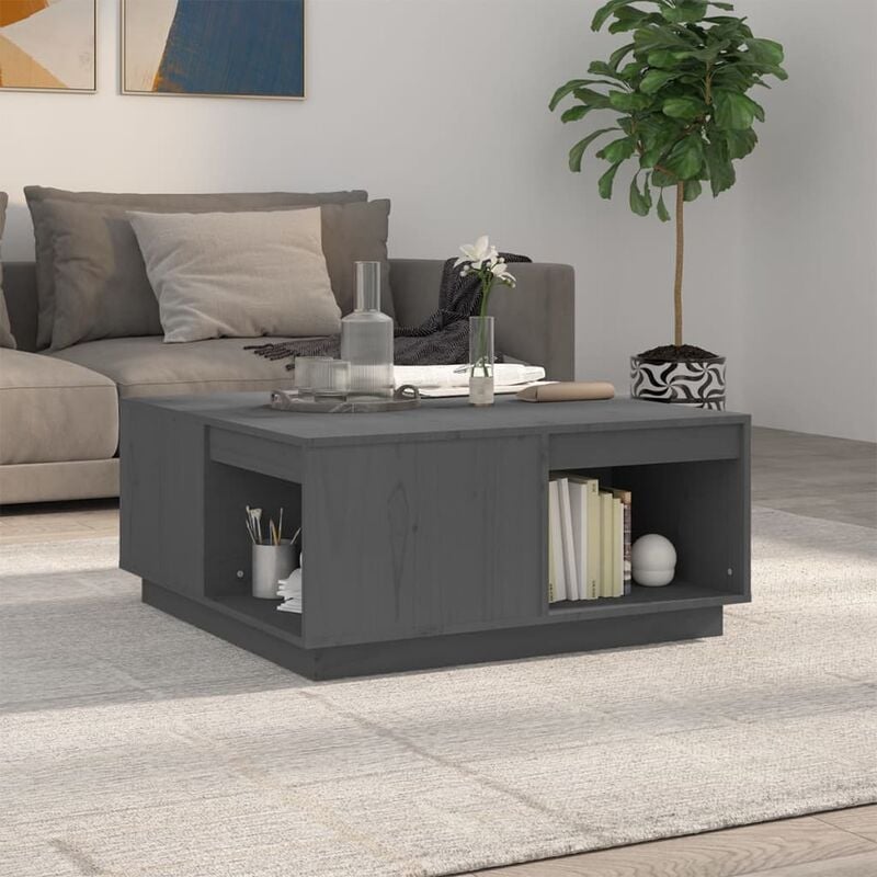 Vidaxl - Table basse Gris 80x81x36,5 cm Bois massif de pin