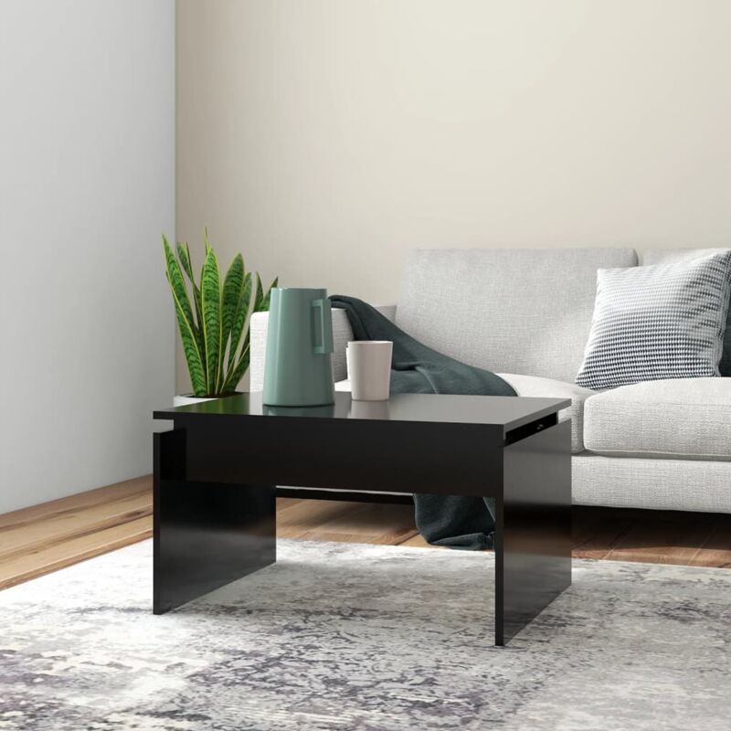Table basse noir 68x50x38 cm bois d ingénierie