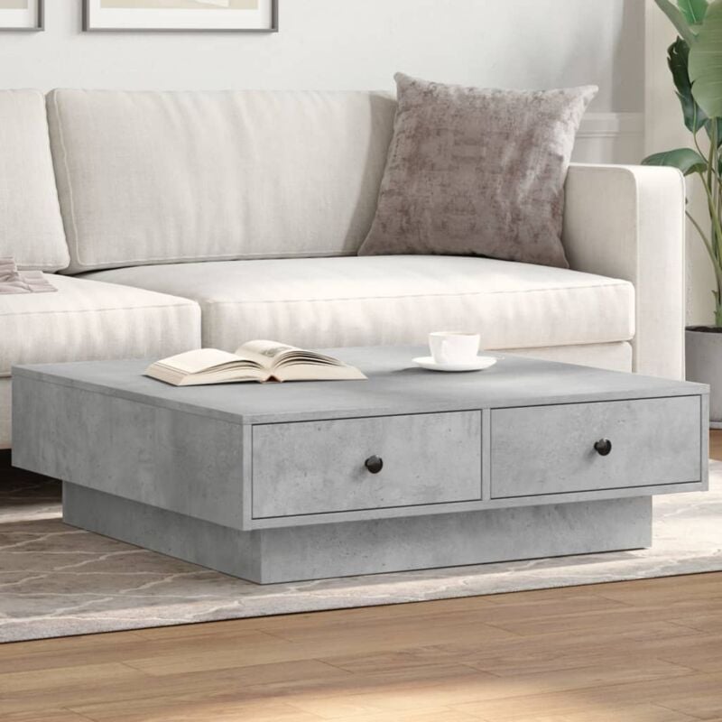 vidaXL Table basse Gris béton 90x90x28 cm Aggloméré