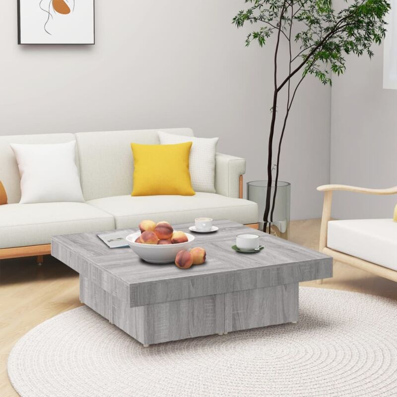 Vidaxl table basse sonoma gris 90x90x28 cm bois d'ing&eacute;nierie