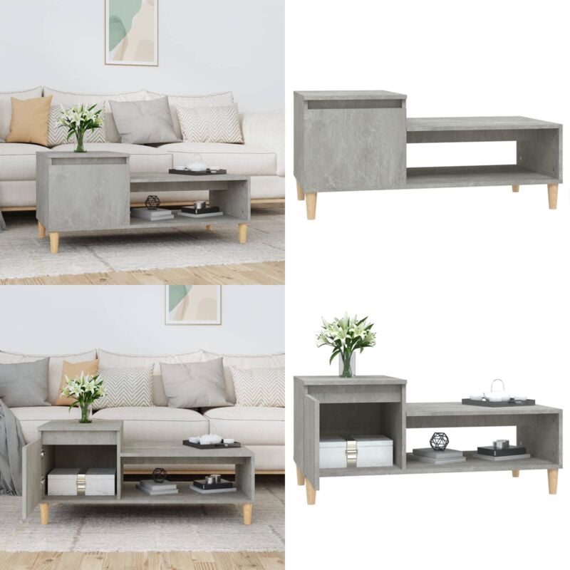 Vidaxl - Table basse Gris béton 100x50x45 cm Bois d'ingénierie - Table Basse - Meuble tv - Table D'appoint - Table Salon - Rangement Intérieur - Home