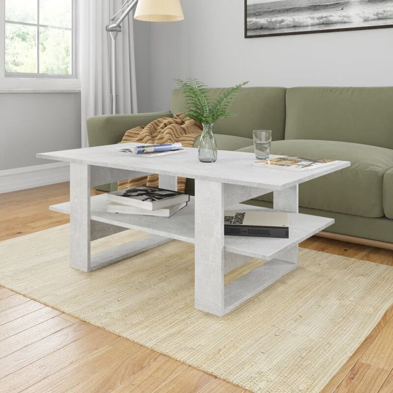 Table basse Gris beton 110x55x42 cm Agglomere