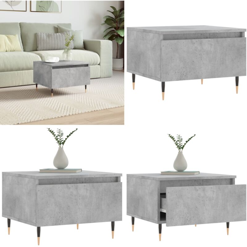 Table basse gris béton 50x46x35 cm bois d'ingénierie - Table Basse - Meuble Salon - Table D'appoint - Table Design - Table Grise - Home & Living