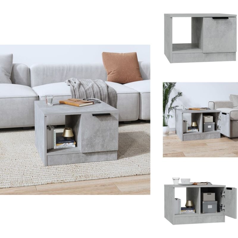 Table basse gris béton 50x50x36 cm bois d'ingénierie - Table Basse - Meuble Salon - Table D'appoint - Rangement Intérieur - Design Moderne