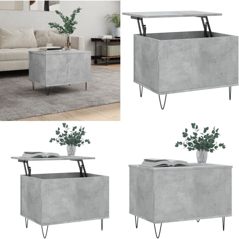 Vidaxl - Table basse Gris béton 60x44,5x45 cm Bois d'ingénierie - Table Basse - Meuble Salon - Table D'appoint - Table Relevage - Table Gris - Home &
