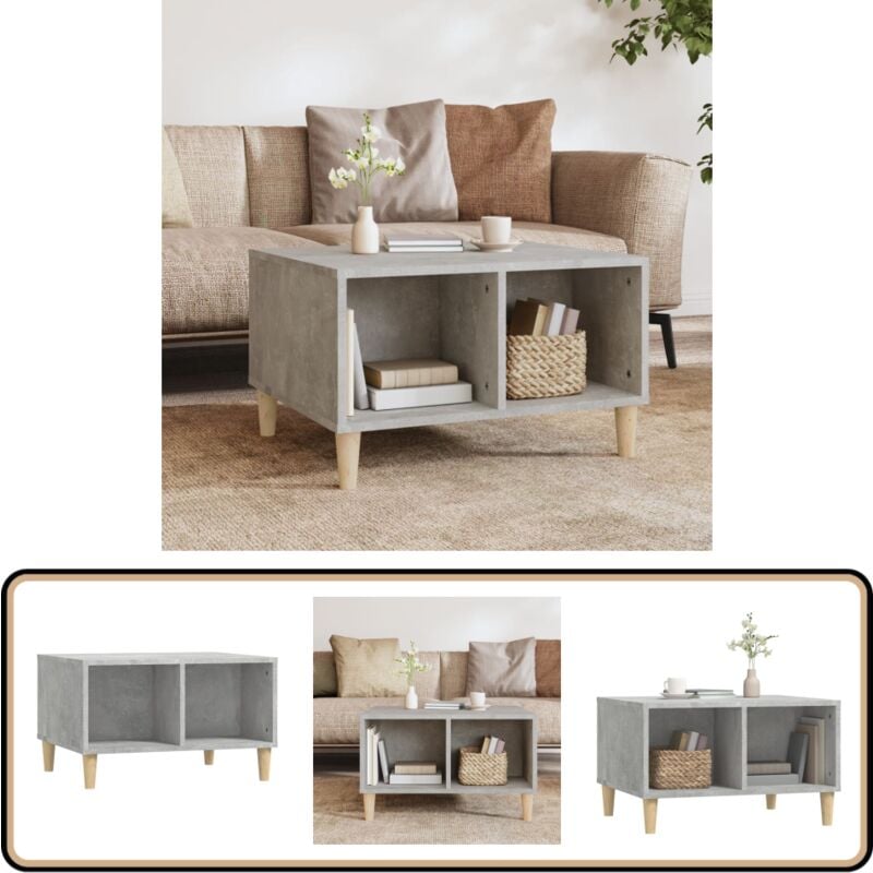 Vidaxl - Table basse Gris béton 60x50x36,5 cm Bois d'ingénierie - Table Basse Scandinave - Meuble Rangement - Table D'appoint - Table Bout De Canapé