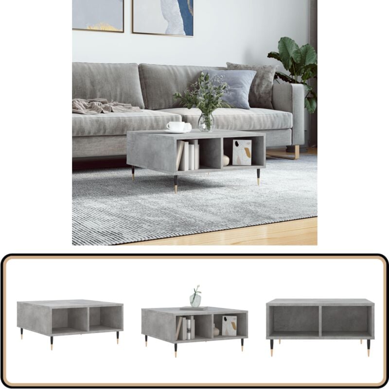Table basse gris béton 60x60x30 cm bois d'ingénierie - Table Basse - Meuble Salon - Table D'appoint - Table Design - Table Grise