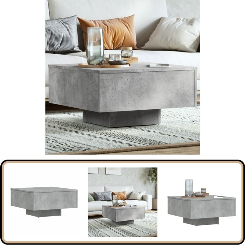 Table basse gris béton 60x60x31,5 cm bois d'ingénierie - Table Basse - Meuble Salon - Table D'appoint - Table En Bois - Table Grise