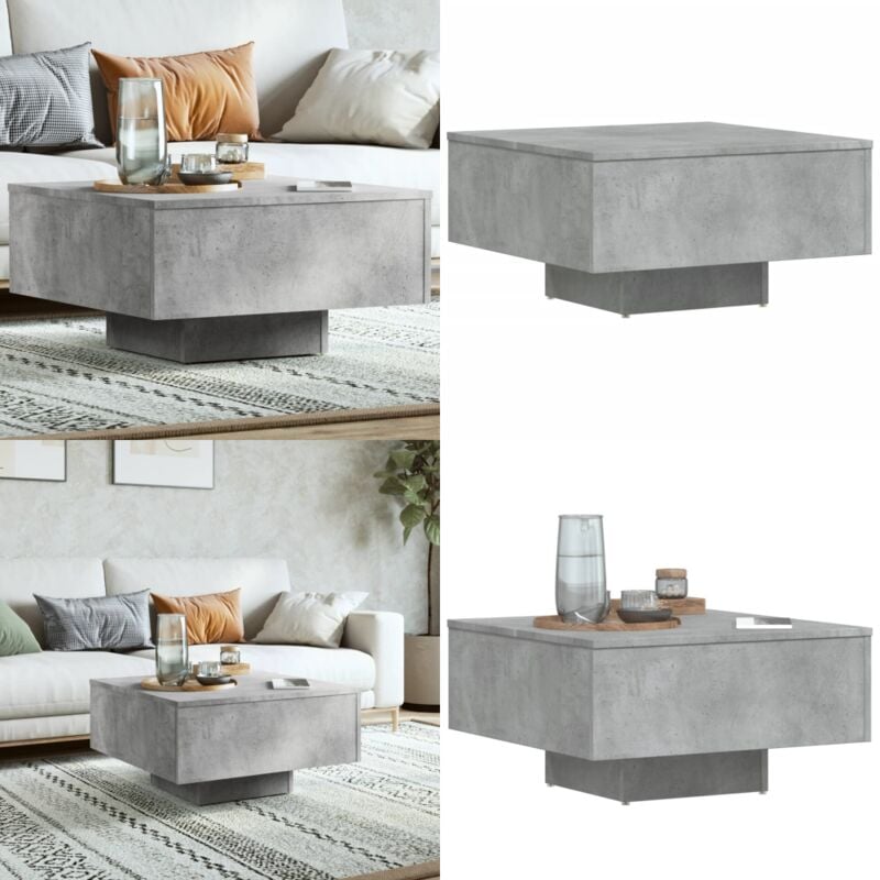 Table basse gris béton 60x60x31,5 cm bois d'ingénierie - Table Basse - Meuble Salon - Table D'appoint - Table En Bois - Table Grise - Home & Living