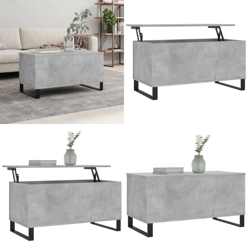 Vidaxl - Table basse Gris béton 90x44,5x45 cm Bois d'ingénierie - Table Basse - Meuble Salon - Table D'appoint - Table Relevage - Table Gris - Home &
