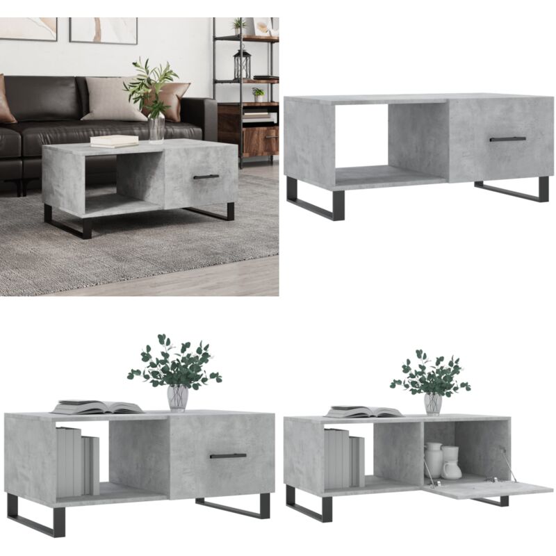 Table basse gris béton 90x50x40 cm bois d'ingénierie - Table Basse - Meuble Salon - Table D'appoint - Table Côté Canapé - Design Moderne - Home &