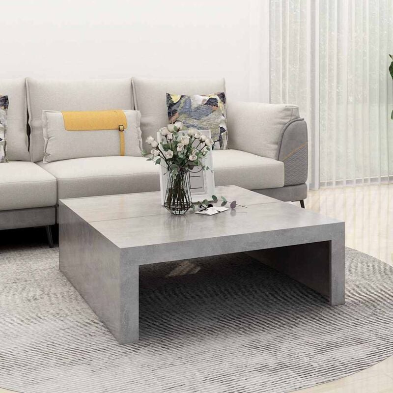 Vidaxl - Table basse gris béton 100x100x35 cm bois d'ingénierie