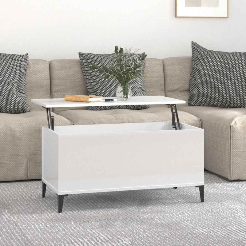 Vidaxl - Table basse Blanc brillant 90x44,5x45 cm Bois d'ingénierie