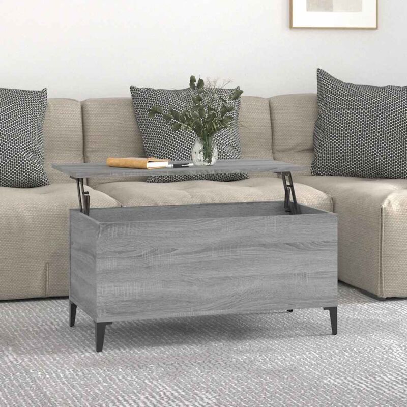 Vidaxl table basse sonoma gris 90x44,5x45 cm bois d'ing&eacute;nierie