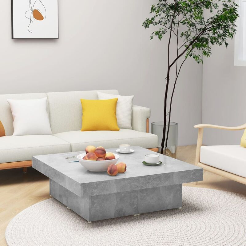 Bh Design - Table basse Gris béton 90x90x28 cm Aggloméré