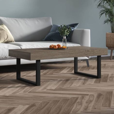 Vidaxl – Table basse fixe 120x60x40 cm – MDF et fer noir – Design épuré pour salon moderne – Assemblage requis