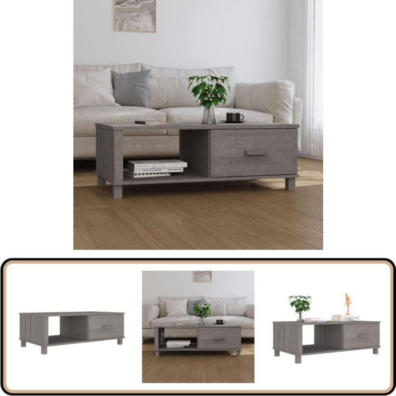 Vidaxl - Table basse hamar Gris clair 100x55x35 cm Bois massif de pin - Table Basse - Meuble tv - Table D'appoint - Table En Bois - Table Grise