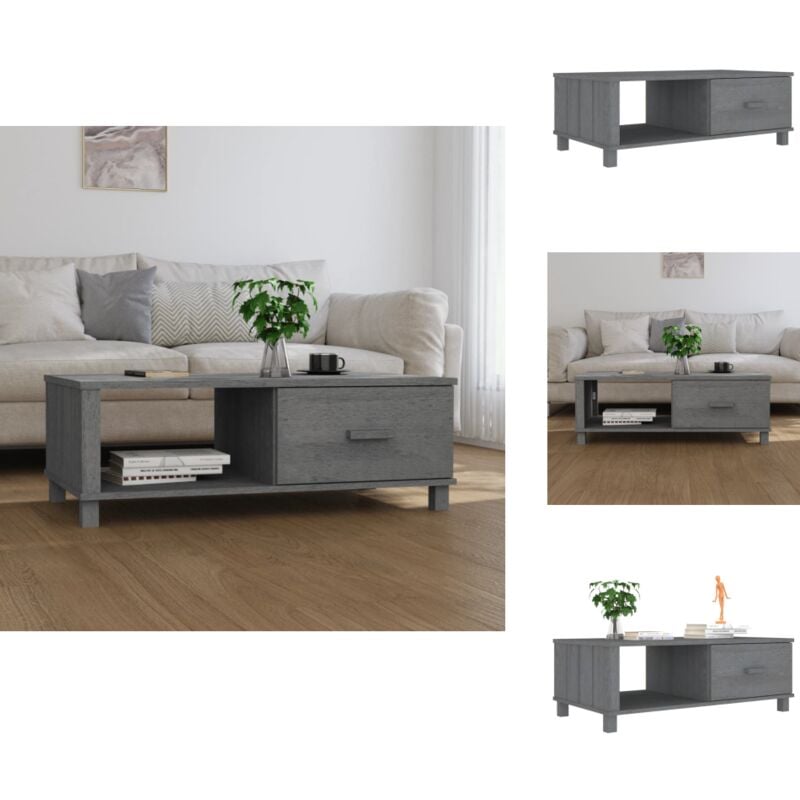 Table basse hamar Gris foncé 100x55x35 cm Bois massif de pin - Table Basse - Meuble Salon - Table D'appoint - Table En Bois - Table Grise