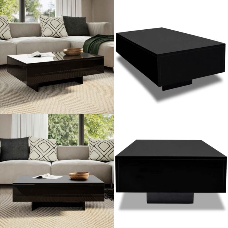 Vidaxl - Table basse Haute brillance Noir - Table Basse - Meuble Salon - Table Design - Table Ronde - Table En Mdf - Home & Living