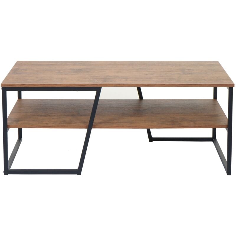 HHG - Table basse 131, Table de salon Table d'appoint Table de salon, Tablette métal structure 3D 46x110x60cm, aspect chêne sauvage