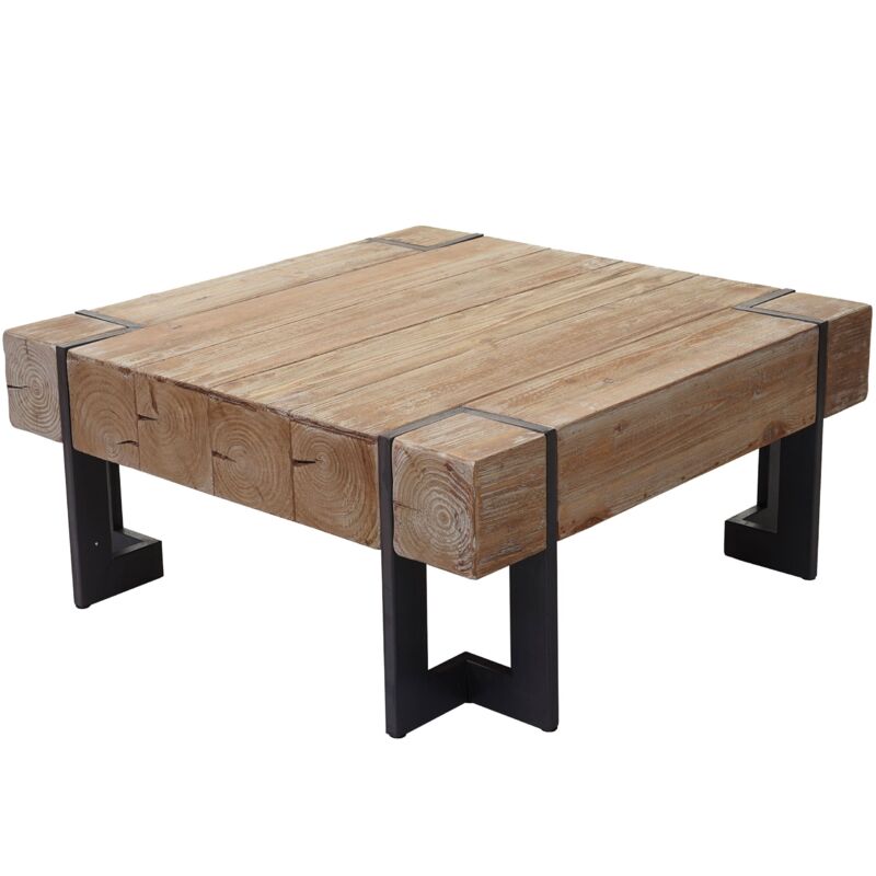 HHG - Table basse de salon 887, table d'appoint, jardinière, bois massif de sapin rustique, 70x70cm