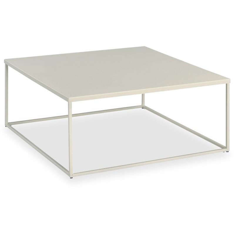 Idimex - Table basse carrée hilar, cadre et plateau en métal - Beige
