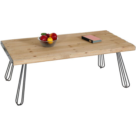 Table basse HWC-L73 - Table de salon - bois massif industriel certifié MVG 120x60cm - naturel
