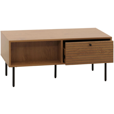 Table basse HWC-N78, table de salon table basse, style scandinave métal bois mélamine MVG