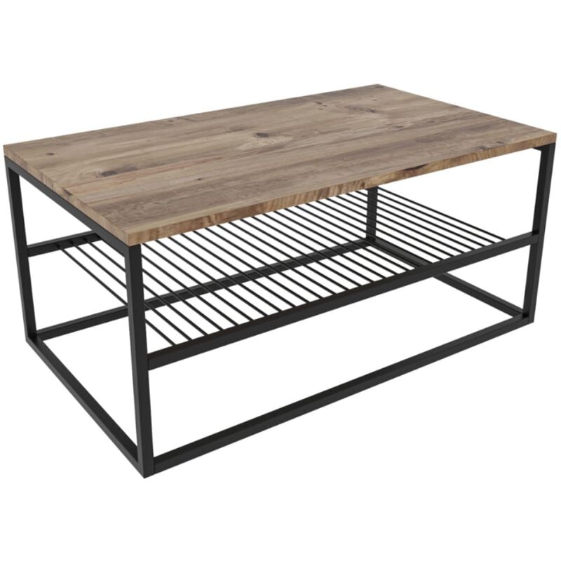 Concept-usine - factory - Table basse industrielle avec étagère