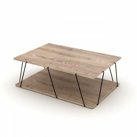 Table basse industrielle en chêne cm 90 x 60 x 31 h