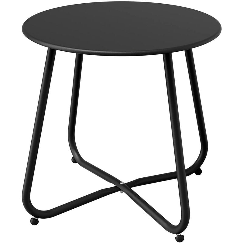 Table basse intérieur-extérieur, ronde, métal, 45 x 45 x 40 cm, noir